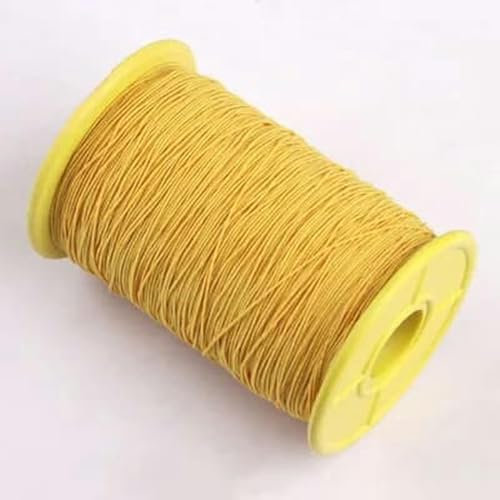 Hilo elástico con núcleo de 0,5 mm, cuerda elástica redonda extremadamente fina, hilo inferior para coser, banda de goma, cinturón elástico, rollo grande, negro, amarillo dorado, 0