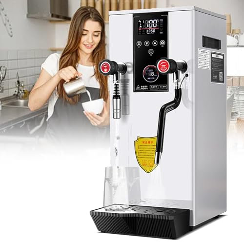Máquina para espumar leche a vapor comercial de 220 V, máquina para hacer espuma de café totalmente automática eléctrica, máquina para espumar café, leche, té con burbujas, té con leche, color blanc