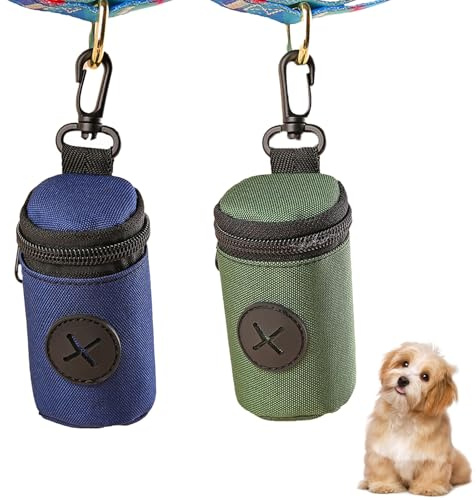 Monsully 2 Pzs Dispensador de Tela Bolsas Caca Perro, Soporte Bolsas Excrementos Perros con Mosquetón, Porta Bolsas Caca Perro, Portabolsas para Caca de Perro, Dispensador de Bolsas para Perros