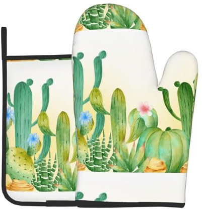 Ensemble de Gants de Cuisine et maniques en Forme de Cactus figuier de Barbarie, résistants à la Chaleur