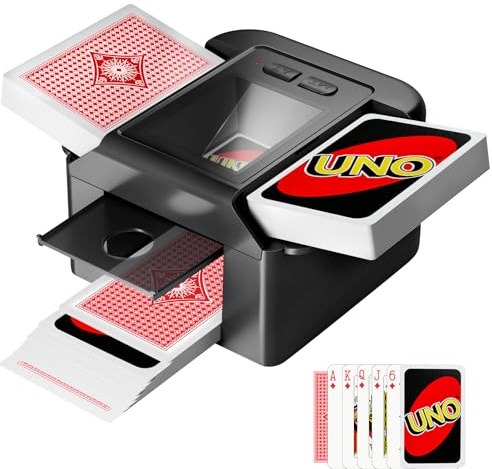 Automatic Card Shuffler for 1–2 Decks, Rechargeable Quiet Electric Card Shuffling Machine with USB-C, Dual Mode Auto Shuffler for UNO, Poker, Blackjack, Texas Hold’em, Portable for Home,Party,Travel