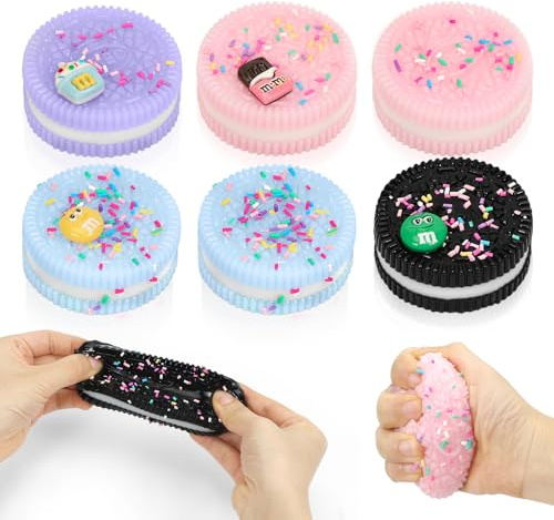 6 Stück Biscuit Stress Relief Spielzeug, Squeeze Stress Relief Spielzeug für Erwachsene, Stress Relief Spielzeug Cookies, Perfekte Geburtstag Geschenke
