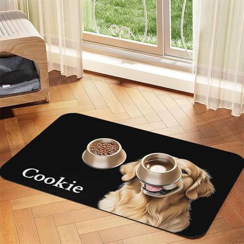 Naispanda Tapis de Nourriture pour Chien Personnalisé Set de Table Personnalisé pour Animal Domestique Set de Table pour Bol d'eau pour Chien et Chat avec Photo et Nom Antidérapant et Imperméable