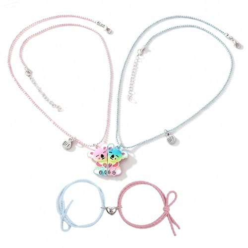DUINIU 1 par Koala Magnetiska Halsband Och 1 Par Vänskapsarmband, Mode Smycken Halsband, Söta Djurteman, Vänskapssmycken för Flickvänner (Rosa, Blå).