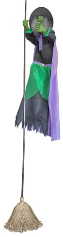 Halloween Floating Witch Broom - Garden Decoration with Voice Control and Sound Effects | Electric Luminous for Haunted House, Path, Porch and Halloween Party