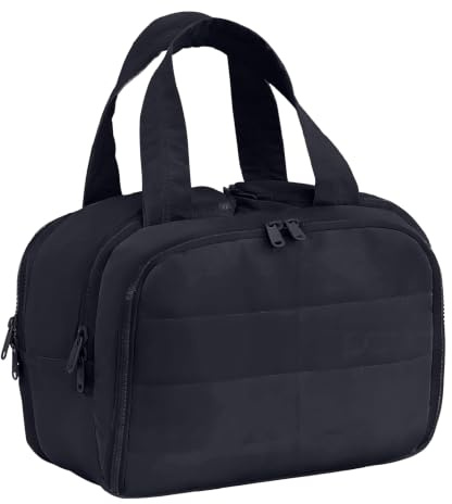 SYEXDZON Borsa da Toilette da Viaggio, Borsa da Viaggio Ultraleggera e Spalancata per le Donne, Borsa per il Trucco Cosmetico gonfia per contenitore a grandezza naturale (Nero)