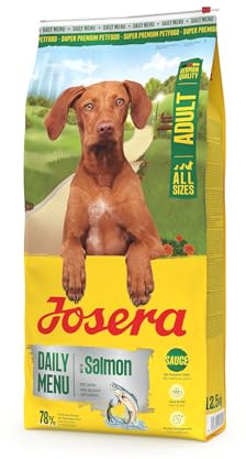 JOSERA Daily Menu Adult mit Lachs (1 x 12,5kg) | Trockenfutter für alle ausgewachsenen Hunde | glutenfrei |Mit leckerer Soße | Für wählerische Hunde |Bunter Krokettenmix| 1er Pack