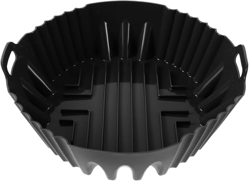 jojofuny Cuvette en Silicone Noire pour Friteuse à Air Chaud Plateau Antiadhésif Résistant à la Chaleur Moule Réutilisable Rond pour Cuisson sans Matière Grasse Accessoire Compatible et