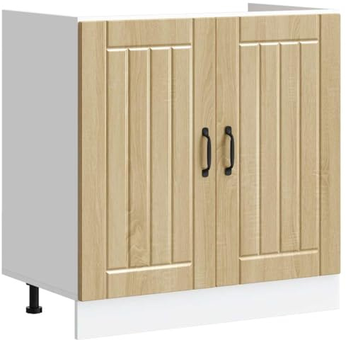 THOYTOUI Spülenunterschrank Küchenschränke mit Sonoma-Eiche Holzwerkstoff für Optimierte Küchenraum und Ausreichend Stauraum Aufbewahrung