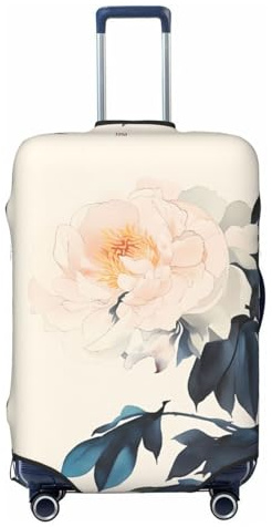 XHMKGGYBZ Patterned Vase Collection - Funda elástica para maleta, 4 tamaños, resistente a los arañazos y a las manchas, funda de equipaje lavable, Arte oriental de peonía rosa claro, X-Large