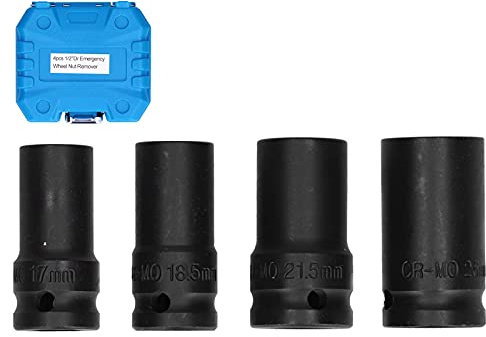 KPOYTWRDN 4pcs Locking Wheel Nut Removal Sockets Kit, Wheel Bolt Nut Remover Set, High - Strength Aluminum Alloy Extractor with Protective Sleeve for Car Repair and Tire Changes