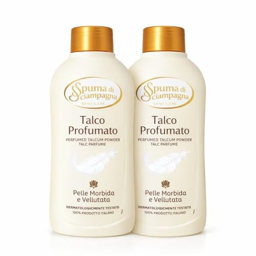Spuma di Sciampagna Talco Profumato Corpo, 200g, Set 2 Pezzi, Polvere, Profumo Classico, Pelle Morbida, Dermatologicamente Testato