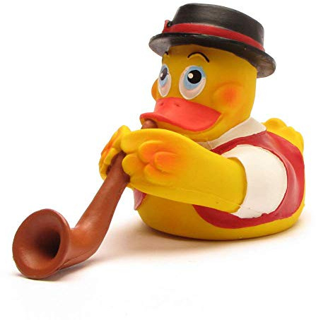 DUCKSHOP I Alphornbläser Badeente Schweiz I Quietscheentchen I L: 14 cm