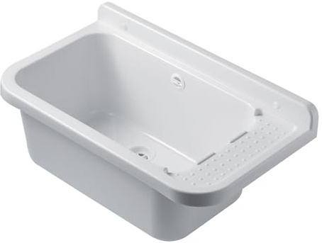 CR PILOZZA A MURO 60 cm LAVABO LAVATOIO ESTERNO INTERNO SOSPESO IN RESINA BIANCO