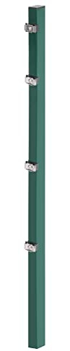 Alberts 676995 Zaunpfosten für Doppelstabmattenzaun | mit Klemmlaschenbefestigung | feuerverzinkt, grün kunststoffbeschichtet RAL 6005 | Länge 1500 mm | Pfosten 60 x 40 mm
