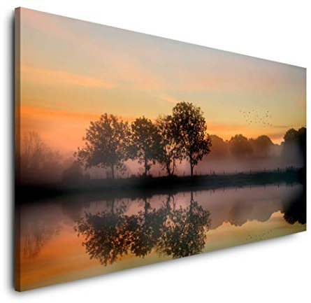 Landschaft Herbst 120x 60cm Panorama Leinwand Bild XXL Format Wandbilder Wohnzimmer Wohnung Deko Kunstdrucke