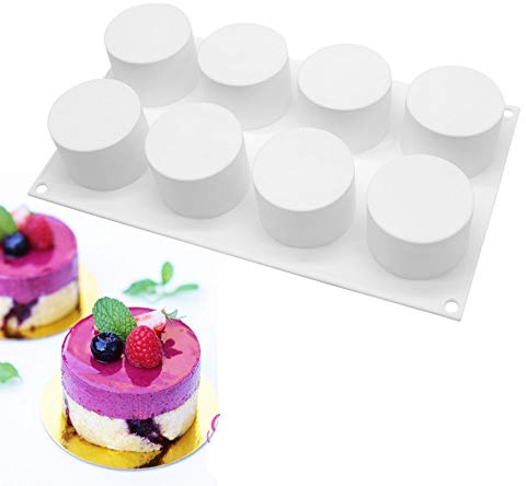 stampi silicone 3d dolci per Bigné, Pudding e Cubi di Ghiaccio, 8 Fori Forma di Cilindro