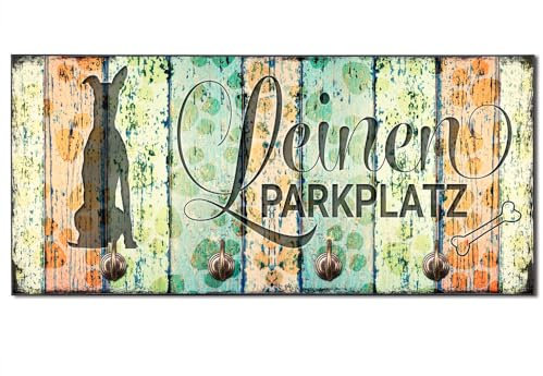 Cadouri Design-Hundegarderobe » Leinen Parkplatz « mit Hunde-Silhouette (Whippet) Wandhaken Hund┊Wandgarderobe, Leinenhalter, Hakenleiste
