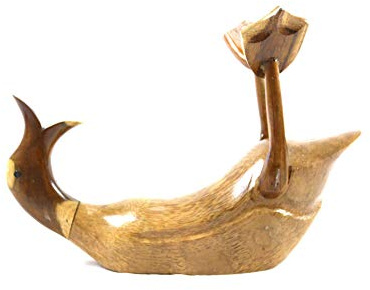 Coco Papaya Portabottiglie in legno anatra 25 x 30 cm. Scultura artigianale