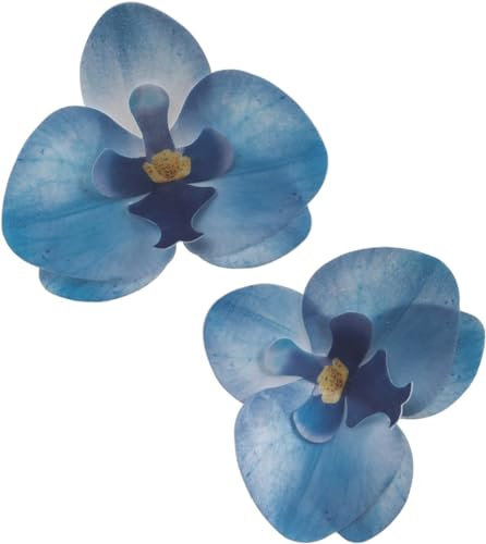 dekora – Fiori commestibili per torte – 10 orchidee in cialda blu 8.5 x 7.5 cm, Senza zucchero, glutine e lattosio, Decorazioni per cupcake, Torta di compleanno, matrimonio e battesimo
