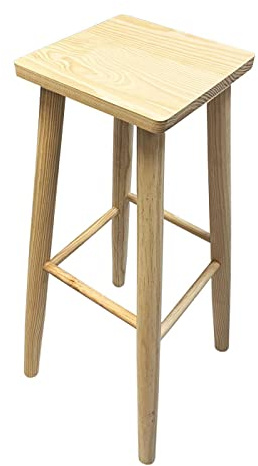 Acan Tradineur - Sgabello quadrato alto in legno con gambe arrotondate, sgabello da bar, bar e cucina, 70 x 28 x 28 cm
