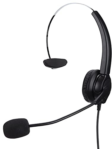RJ9 Telefon Headset mit Geräuschunterdrückendem Mikrofon | Call Center Headset Kabelgebundenes Büro Headset mit Stummschaltfunktion für Tischtelefon VoIP System