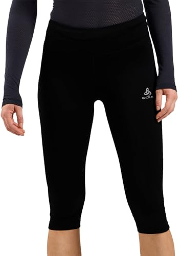 Odlo Sport Leggings Damen Essential | Schwarz | Größe M | Laufhose 3/4-| Lauftights Knielang