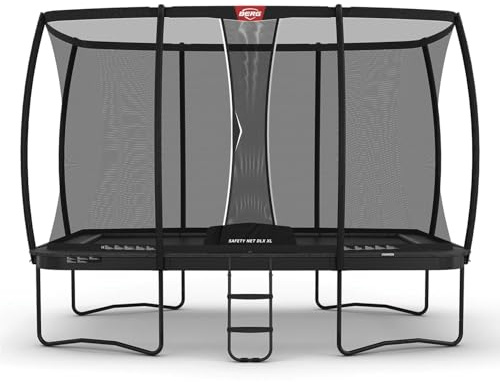 BERG Ultim Champion Regular Trampolin 330 x 220 cm grau | rechteckiges Gartentrampolin mit Sicherheitsnetz Deluxe | Airflow Pro | TwinSpring Federn | UV‑beständiger Schutzrand | Stabiler Rahmen