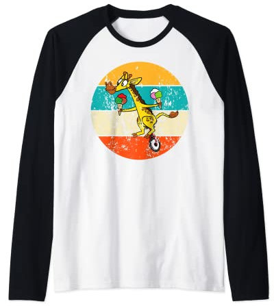 Giraffe Eis Fahrradmotiv Einrad Fahrrad Lustig Vintage Retro Raglan