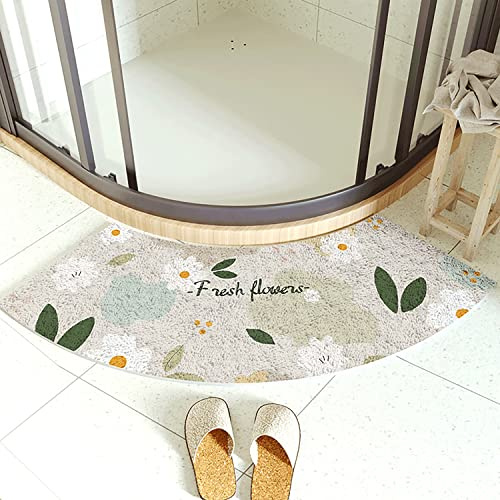 KAYBTNT Eckdusche Duschvorleger, 100 x 45 cm Badezimmerteppich Gebogene Badematte, Halbrund Duschvorleger, Waschbar Badvorleger rutschfest Duschmatte Badteppich,Style d