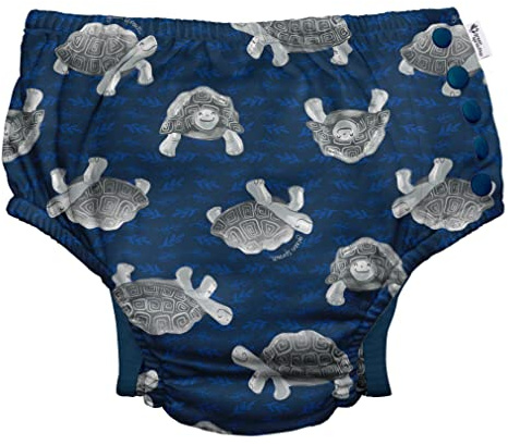 green sprouts - Eco snap Swim Diaper with Gussets - Navy Tortoises - 3T (2-3 Years)