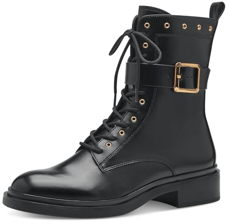 Tamaris Damen Schnürstiefel Leder; BLACK/schwarz; 39 EU