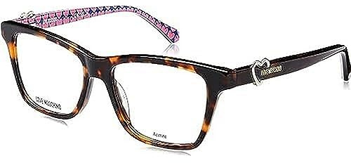 Love Moschino Brille mit Sehstärke für Damen optional mit Sonnenbrillentönung oder Blaulichtfilter, Rechteckig, gefertigt aus Glas (inklusive Brillenetui)