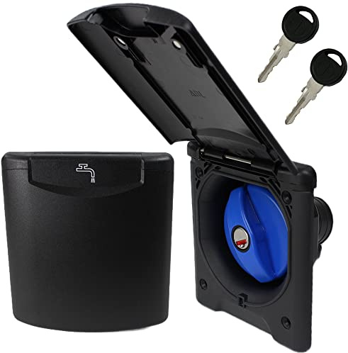 Tapa de llenado + tapa de tanque de agua para agua fresca, caravana, vehículo recreativo, barco, tapa magnética de 40 mm, color negro