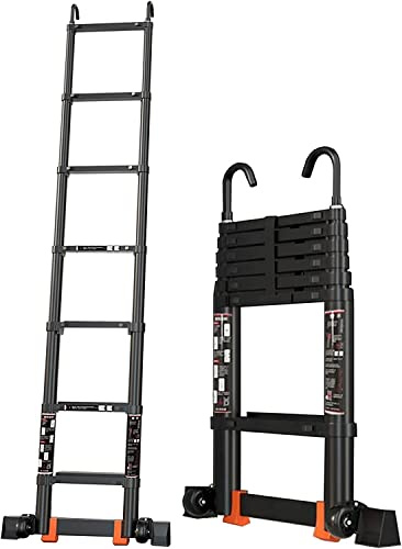 Teleskopleiter für Wohnmobil/Dachzelt/Dachboden, 5 m/4 m/3 m/2 m Aluminium-Verlängerung Teleskopleitern mit abnehmbarem Haken und Stabilisatorstange, Lasten 200 kg (Size : 5.1m/16.