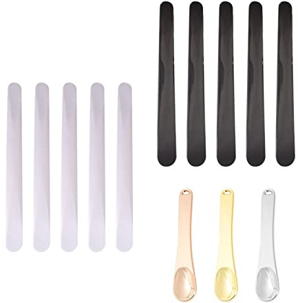 10pcs mask spatulas, 3pcs metal face cream spoon, mini plastic makeup spatula, cream spatula, mask dispenser spoon, reusable, for mask, face cream, eye cream mixing sampling