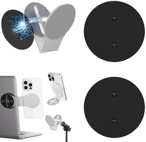 ALAFLY 2 pz Piastra di Base in Metallo Solo per Supporto Magnetico del Telefono con 1/4 Vite, Facile da Usare Il Supporto in Tutte Le Parti Portatile/Auto/Desktop/Treppiede/Parete, Liberare le Mani