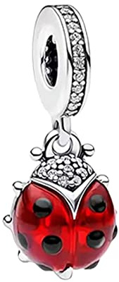 Rimgoris Breloque en argent sterling 925 pour femme, bracelets, collier, fête des mères, anniversaire, chat, fermoir en cristal, chaîne de sécurité, coccinelle, chat, jouets en peluche