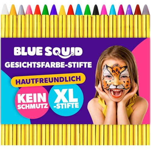Blue Squid – Kit de peinture pour le visage pour enfants – 18 bâtons de marqueurs de peinture pour visage torsadés de couleur | Kit de crayons de peinture à base d'eau | Kit de peinture pour le ventre