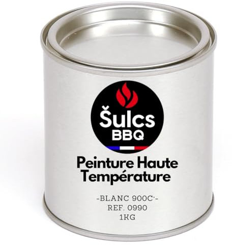 Pot De Peinture Haute Température 900°c Professionnelle - BLANC 1Kg Ref. 0990 - Haut Pouvoir Couvrant Barbecue Braséro Four Poêle à bois Insert Cheminée Auto Moto Radiateurs ŠULCS BBQ®