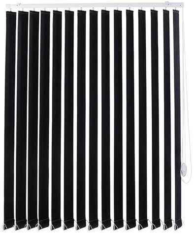 FENGSHOUU Lamellenvorhang Vertikaljalousie nach Maß,Schwarz Verdunkelungs Vertikaljalousie,Sonnenschutz Blendschutz,für Zuhause Büro,Inklusive Zubehör,Breite×HöheV (60cm x 140cm)