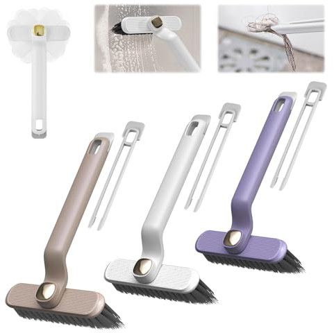Lot de 3 brosses à joints de salle de bain - Nettoyeur de joint à 360° - Brosse pour joints de nettoyage des murs et des sols - Pour nettoyer les joints dans la salle de bain, les toilettes, la