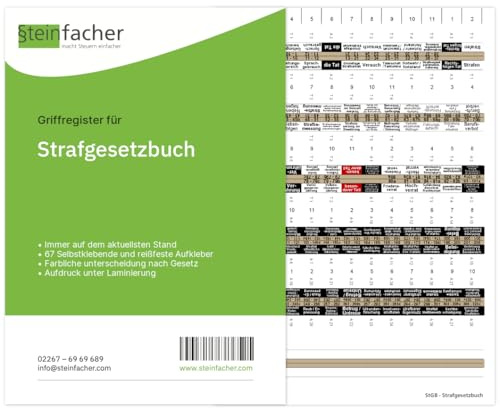 Steinfacher Griffregister für Strafgesetzbuch (StGB) (ohne Folien)