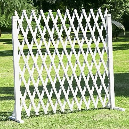 Weißer Zaun/Teleskop-Leitplanke/Haustierzaun/Zierzaun für Balkon/Sichtschutzzaun für Garten/Gitterzaun aus Holz/Gitterdekoration (Größe: 160 x 70 cm) Stabilize
