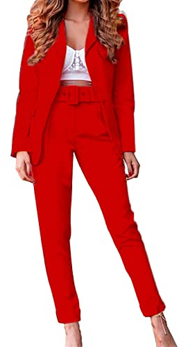 Tailleur Pantalon Femme Slim Fit Veste Bureau Travail Décontracté Blazer Costumes Formelle Deux Boutons Ensemble Chic Et Elegant 2 Pieces