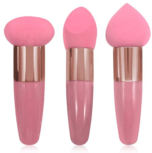 3 st applikator 3 stilar våt & torr stor makeupsvamp med handtag mjuk elastisk blandning svamp för sminksvampar för stora makeup-svampar för smink svamp blandningssvamp för smink