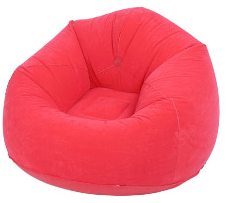 Riuulity Aufblasbarer Lounge-Sessel, Hochwertiges, Umweltfreundliches Tragbares Klappsofa aus PVC, Weiches Beflockungsmaterial, Ruhe- und Schlafcouch für Outdoor-Camping und Picknicks (Rot)