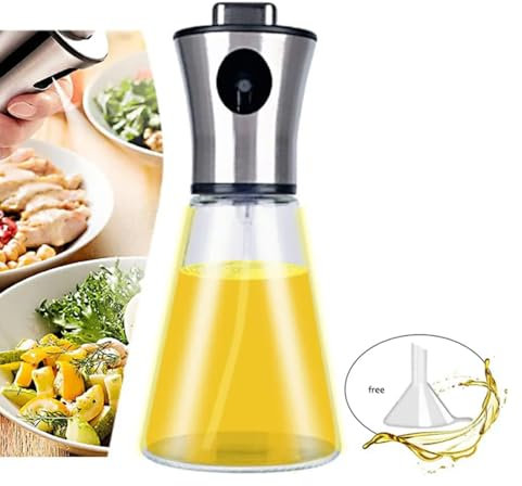 LETJUM Pulverizador Aceite Spray de Cristal, 200 ml de Capacidad Ideal para Freidora de Aire y Multiusos, Rociador Aceite de Cocina Antigoteo, Aceitera con Dispensador, Accesorios Freidora sin Aceite