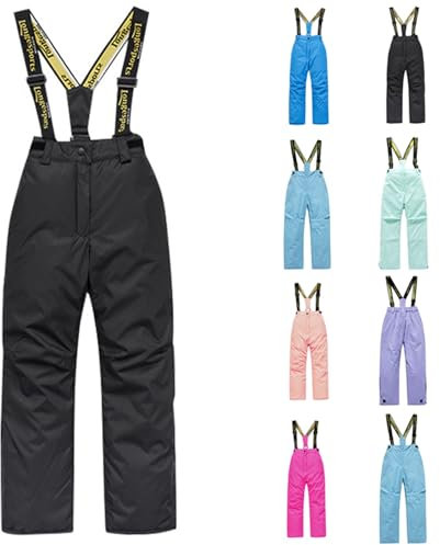 Schneehose Skihose Kinder Warme Dicke Snowboardhose mit Einstellbar Hosenträgern Wanderhose für Jungen Mädchen Wasserdicht Winddicht Softshellhose Outdoorhose Winter Trekkinghose für Skiurlaub