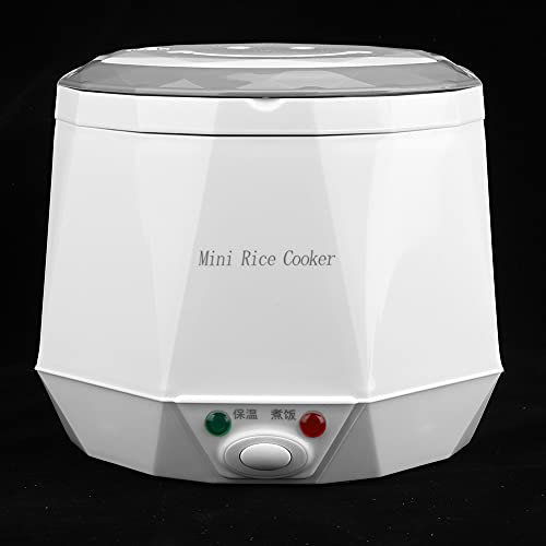 Mini Olla Arrocera Eléctrica Multifuncional de 1,6 L, para Uso Personal en el Hogar y en el Automóvil, Pequeña, Portátil, para Viajes, Blanca